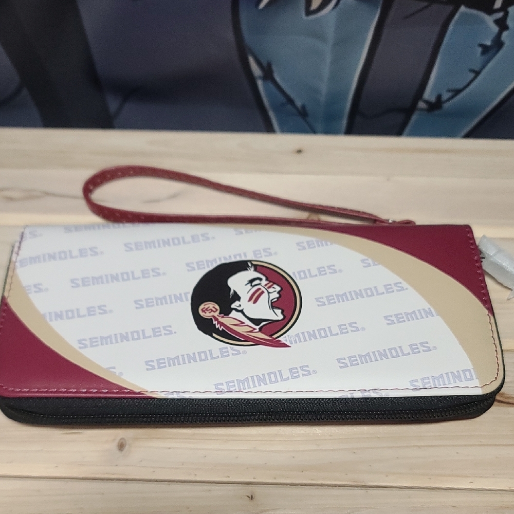 NCAA Florida State Seminoles Curve Zip Organizer Wristlet Wallet NWT